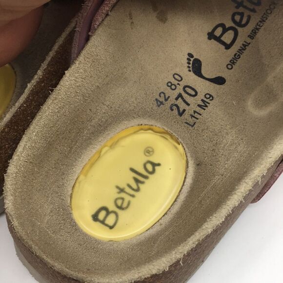 Betula By Birkenstock Pink Suede Floral Laser Cut Sandals EU 42 Narrow Width - Picture 15 of 16